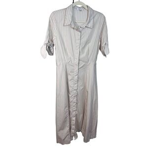 Calvin Klein Striped Button Down Dress with Pockets.